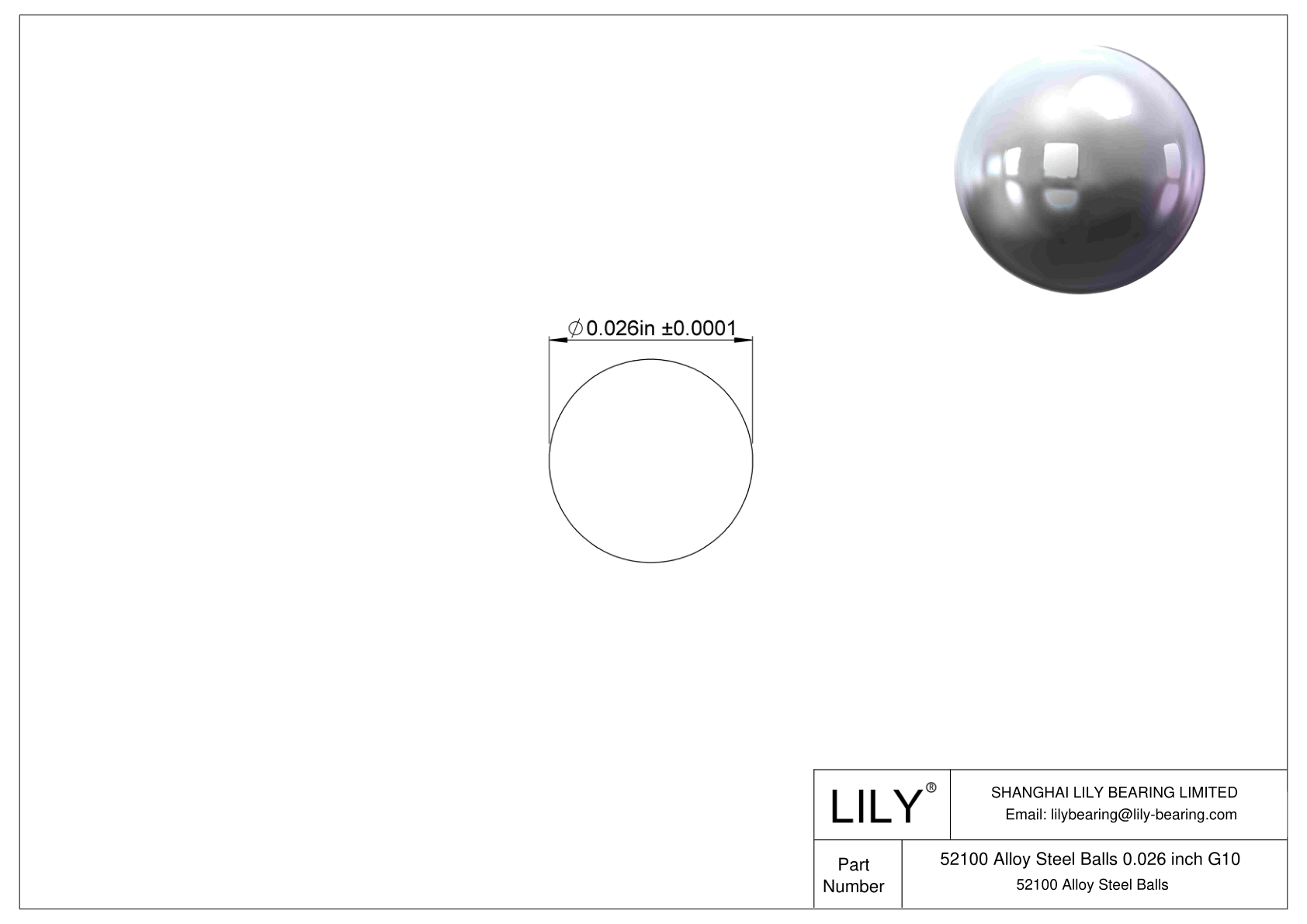 52100 Alloy Steel Balls 0.026 inch G10 52100合金钢球 CAD图形