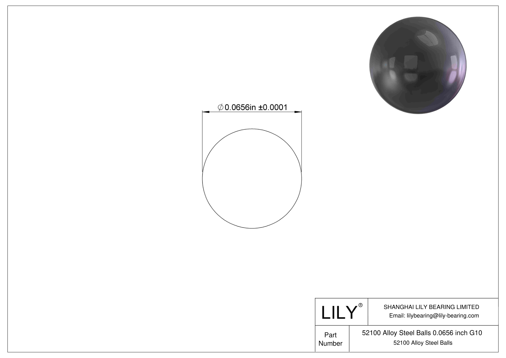 52100 Alloy Steel Balls 0.0656 inch G10 52100合金钢球 CAD图形