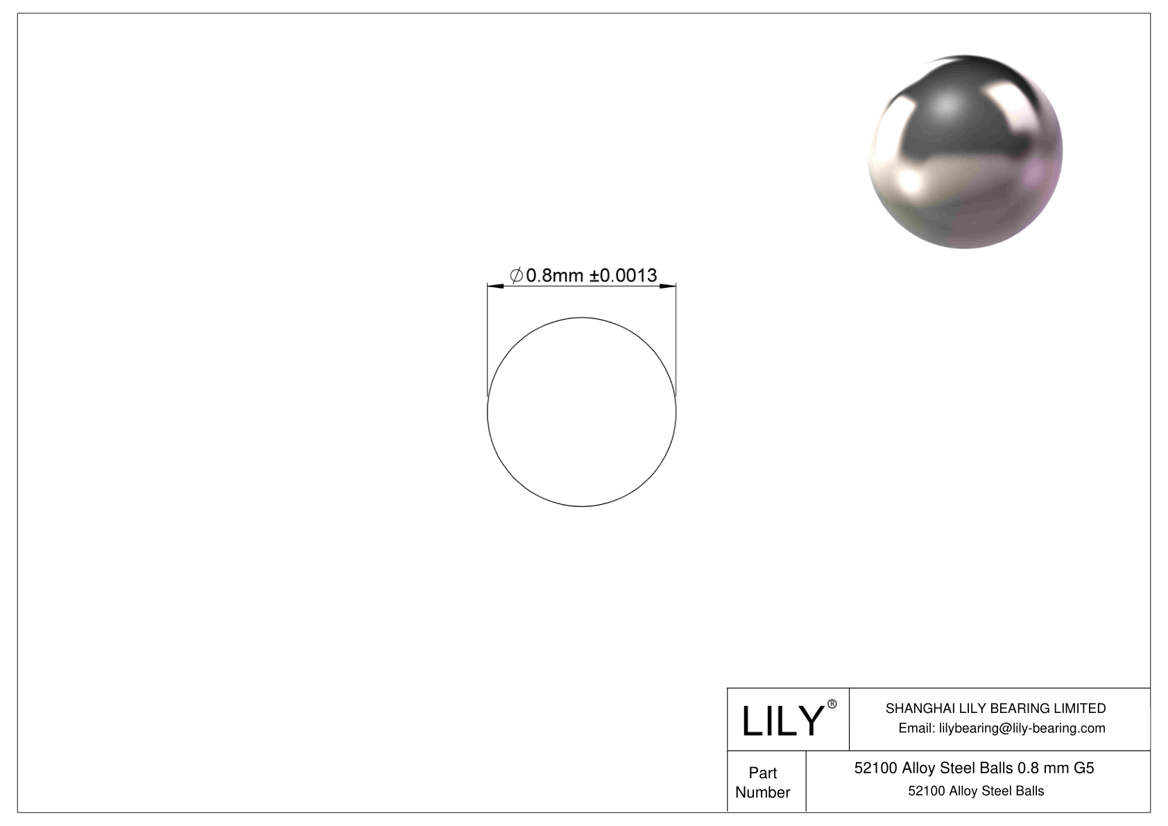 52100 Alloy Steel Balls 0.8 mm G5 52100合金钢球 CAD图形