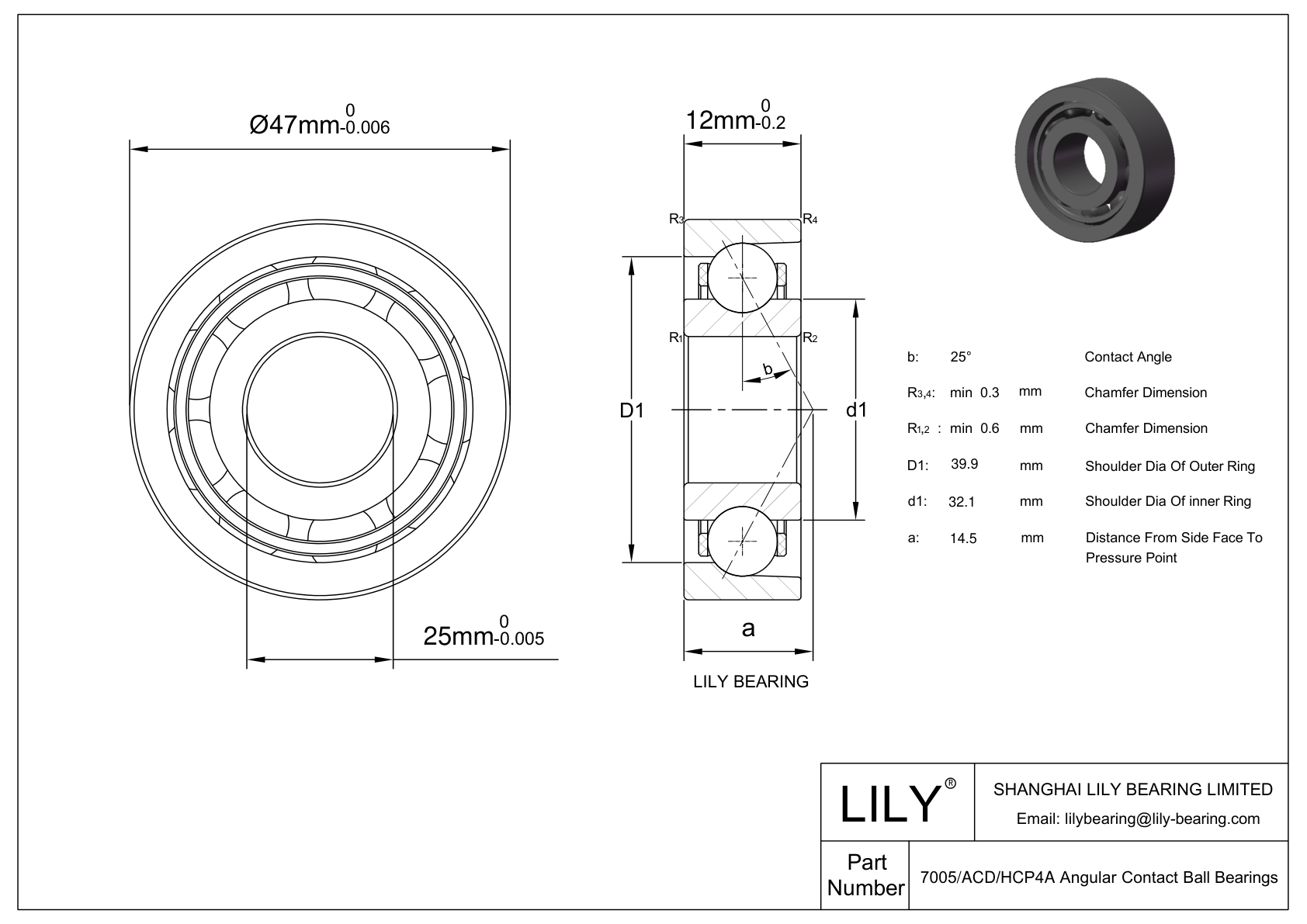 HCB7005-EDLR-T-P4S-UL FAG开式陶瓷球超精密主轴轴承 CAD图形