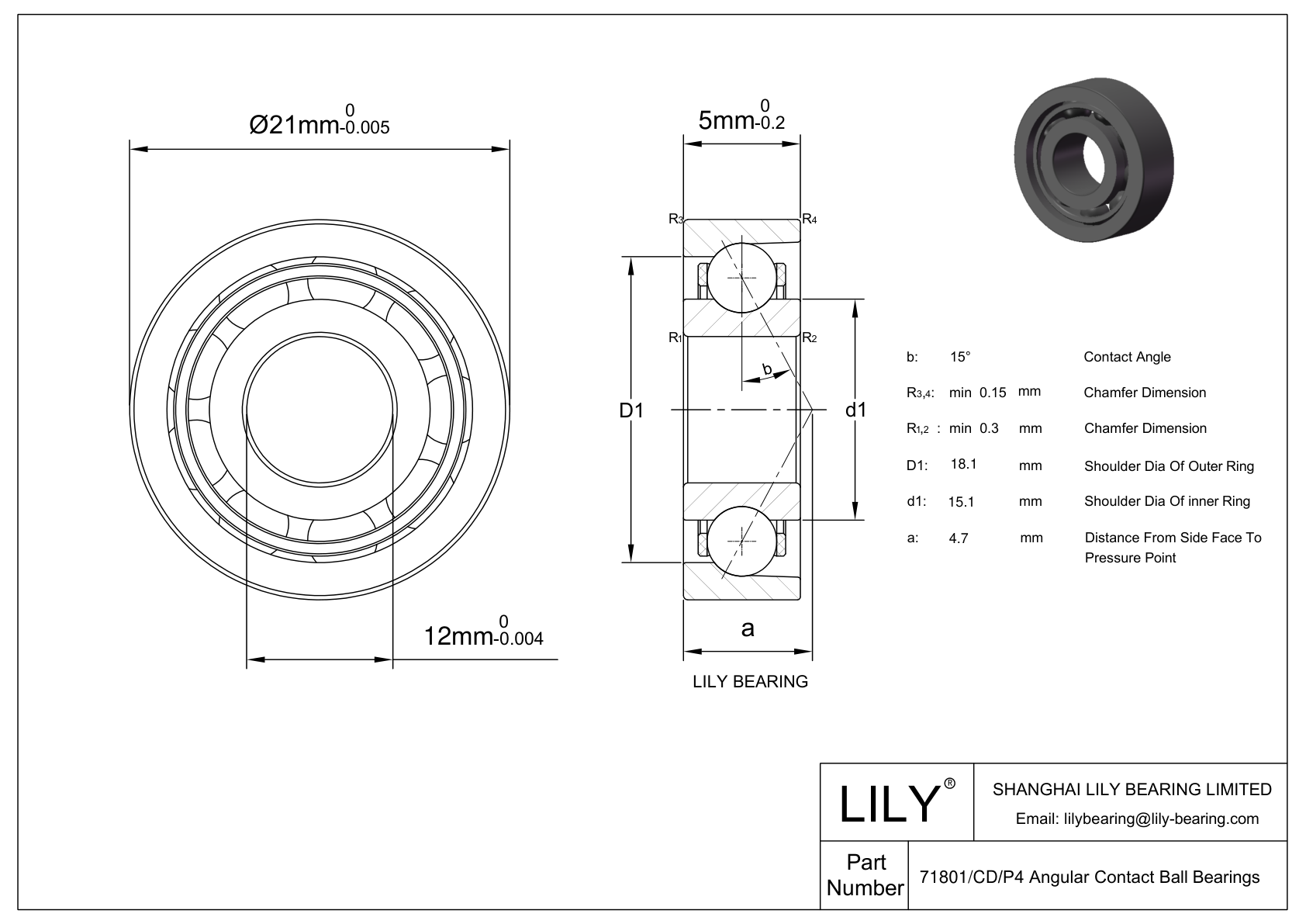 71801 CD/P4 超精密角接触球轴承 CAD图形