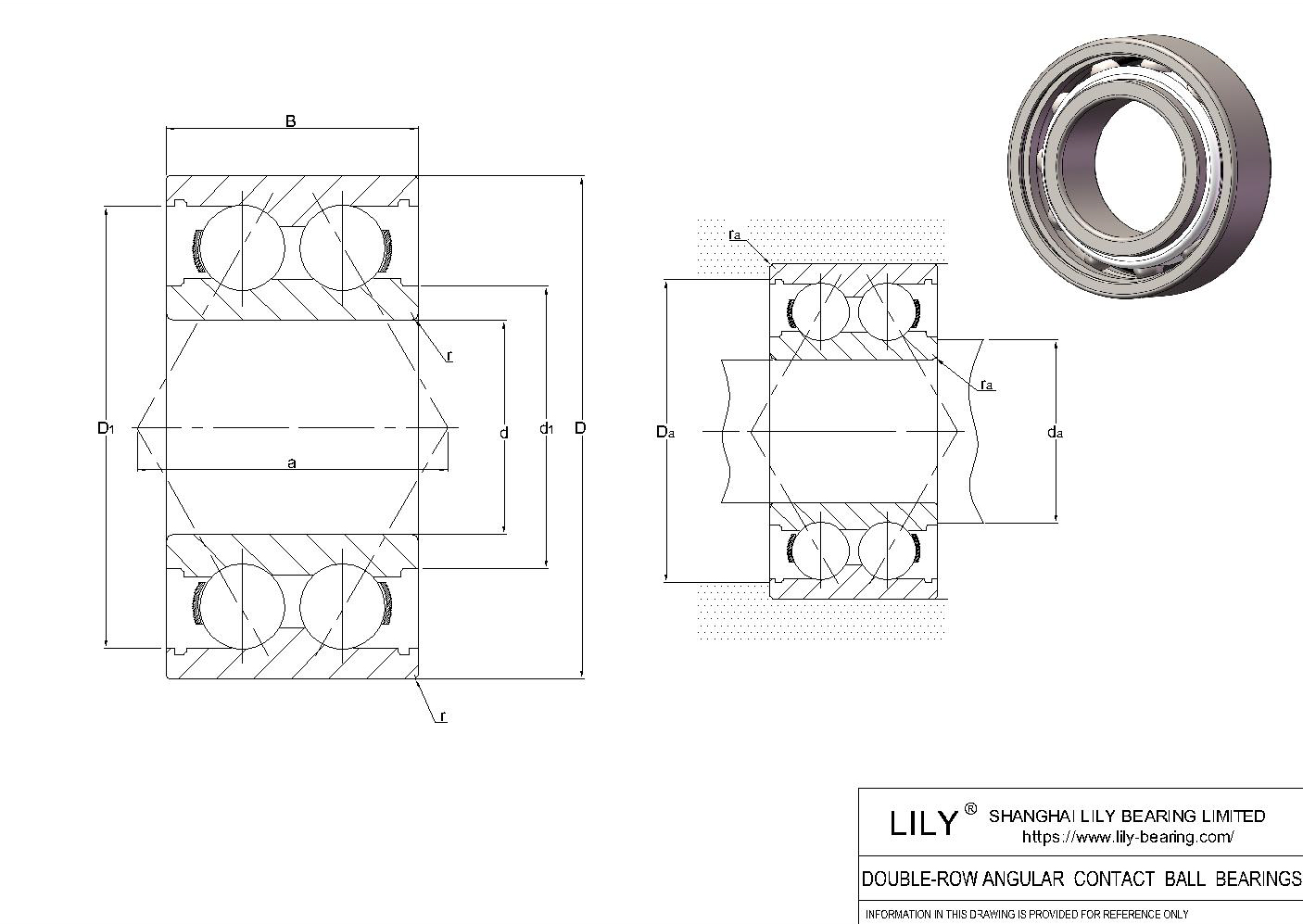 3304 A-2RS1 双列角接触球轴承(通用) CAD图形