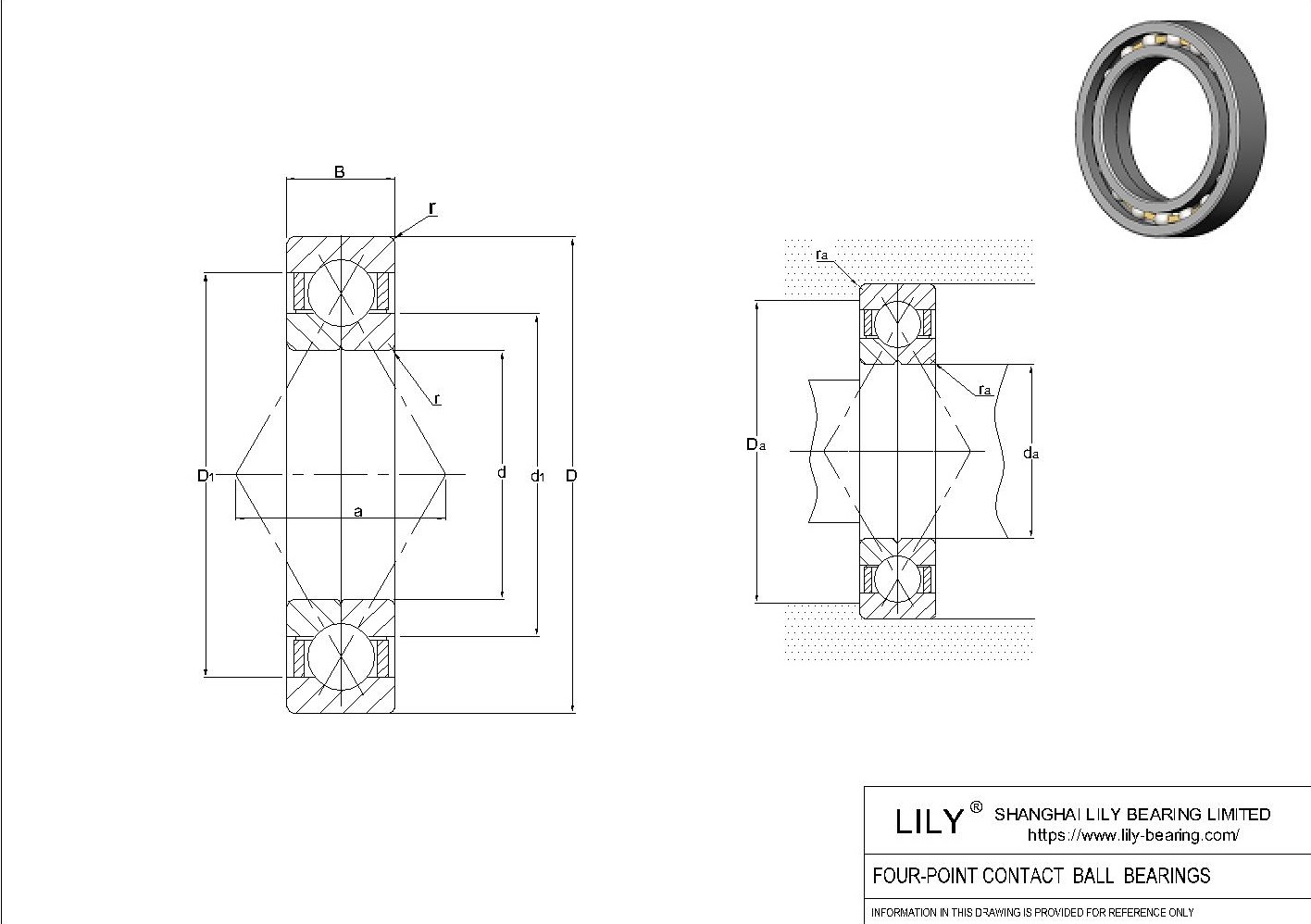 QJ 311 N2MA 四点接触角接触球轴承(通用) CAD图形
