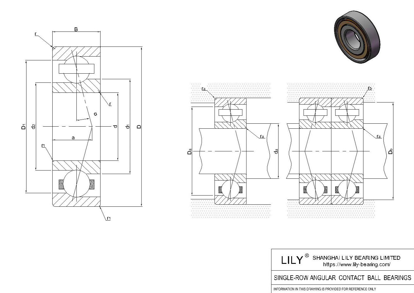 7305 BEGBY 单列角接触球轴承(通用) CAD图形