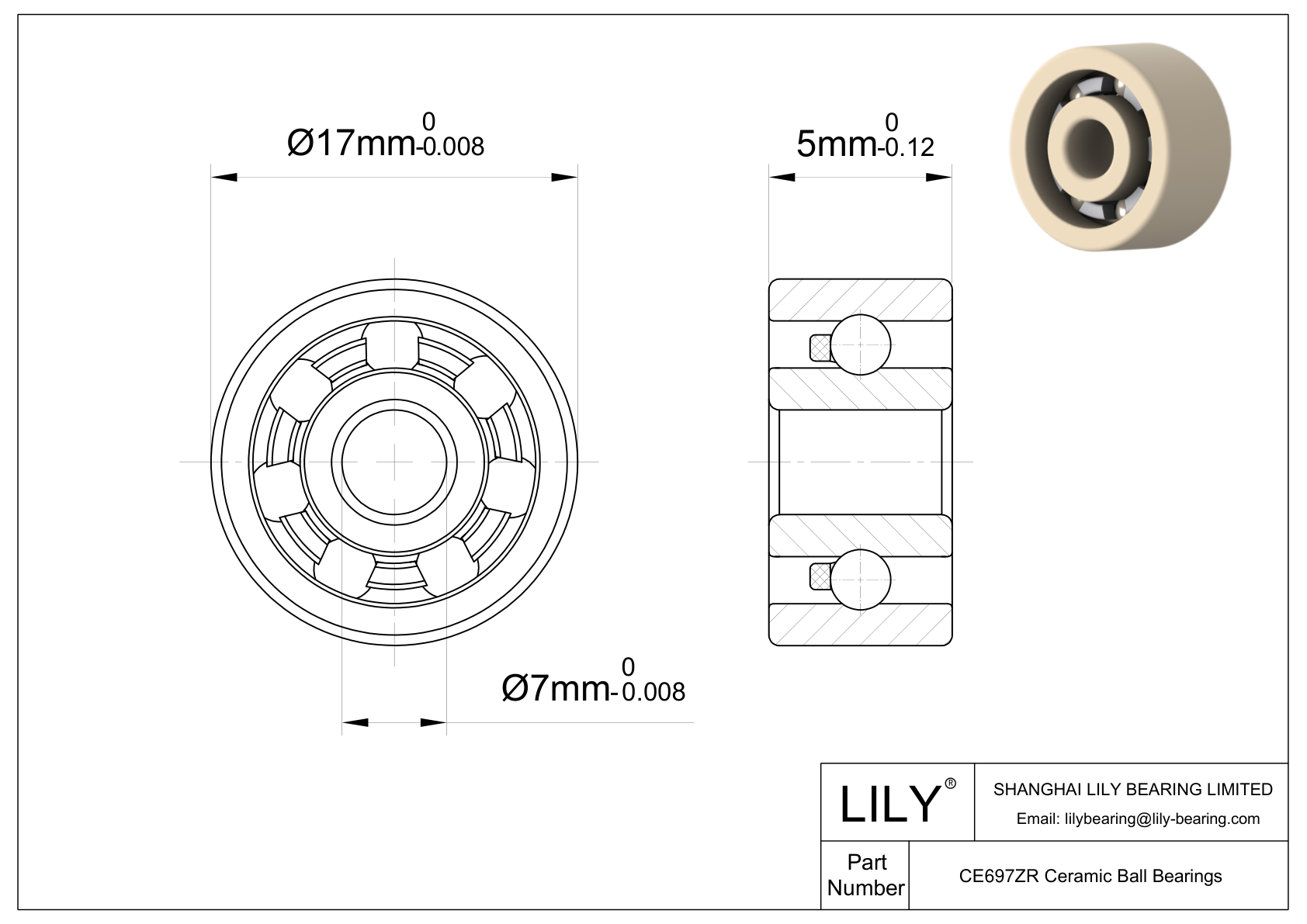 CEZR 697 Metric Size Zirconia Ceramic Bearings CAD图形