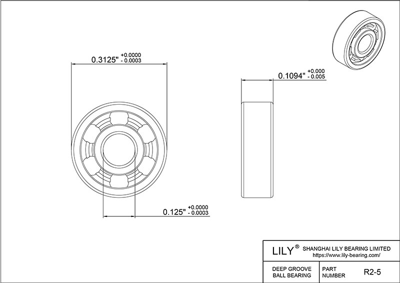CEZR R2-5 Inch Size Zirconia Ceramic Bearings CAD图形