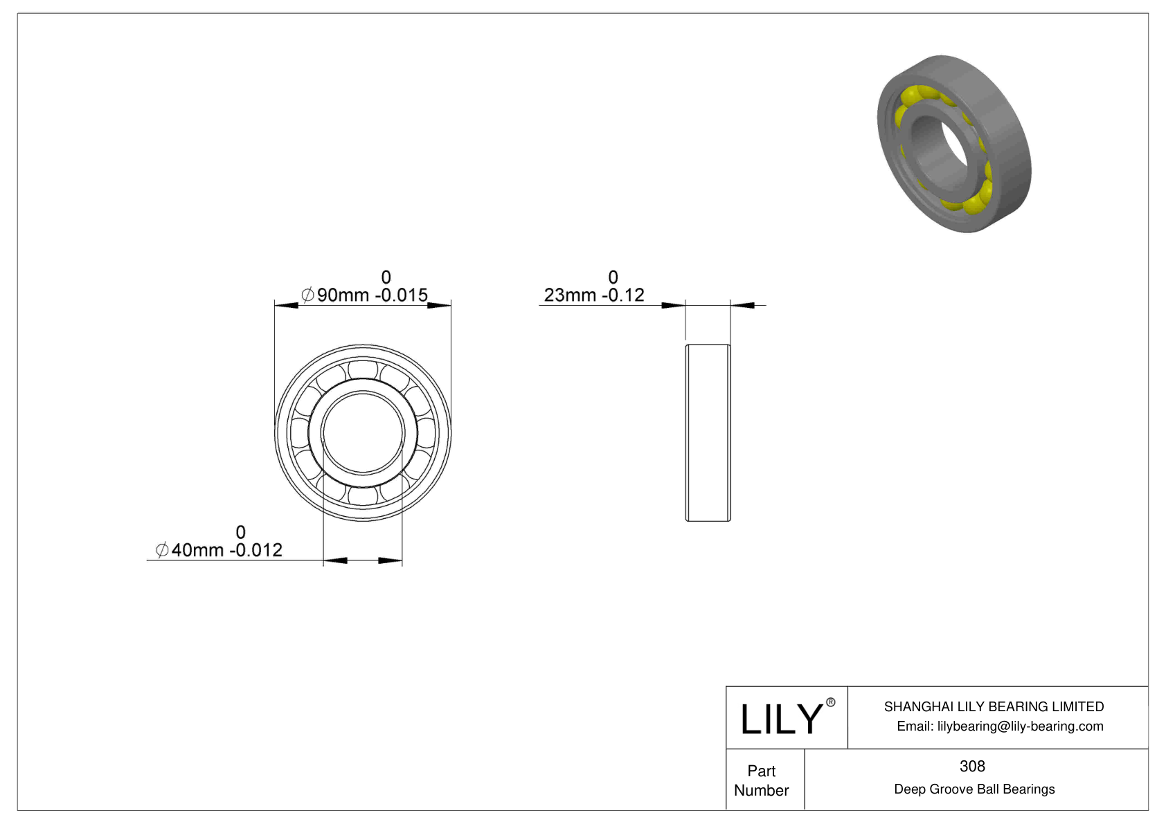 308 带填充槽的单列深沟球轴承 CAD图形