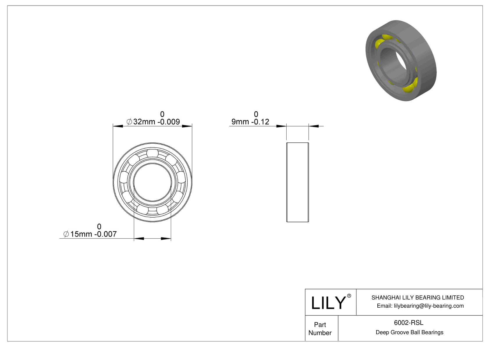 6002-RSL 单列深沟球轴承 CAD图形