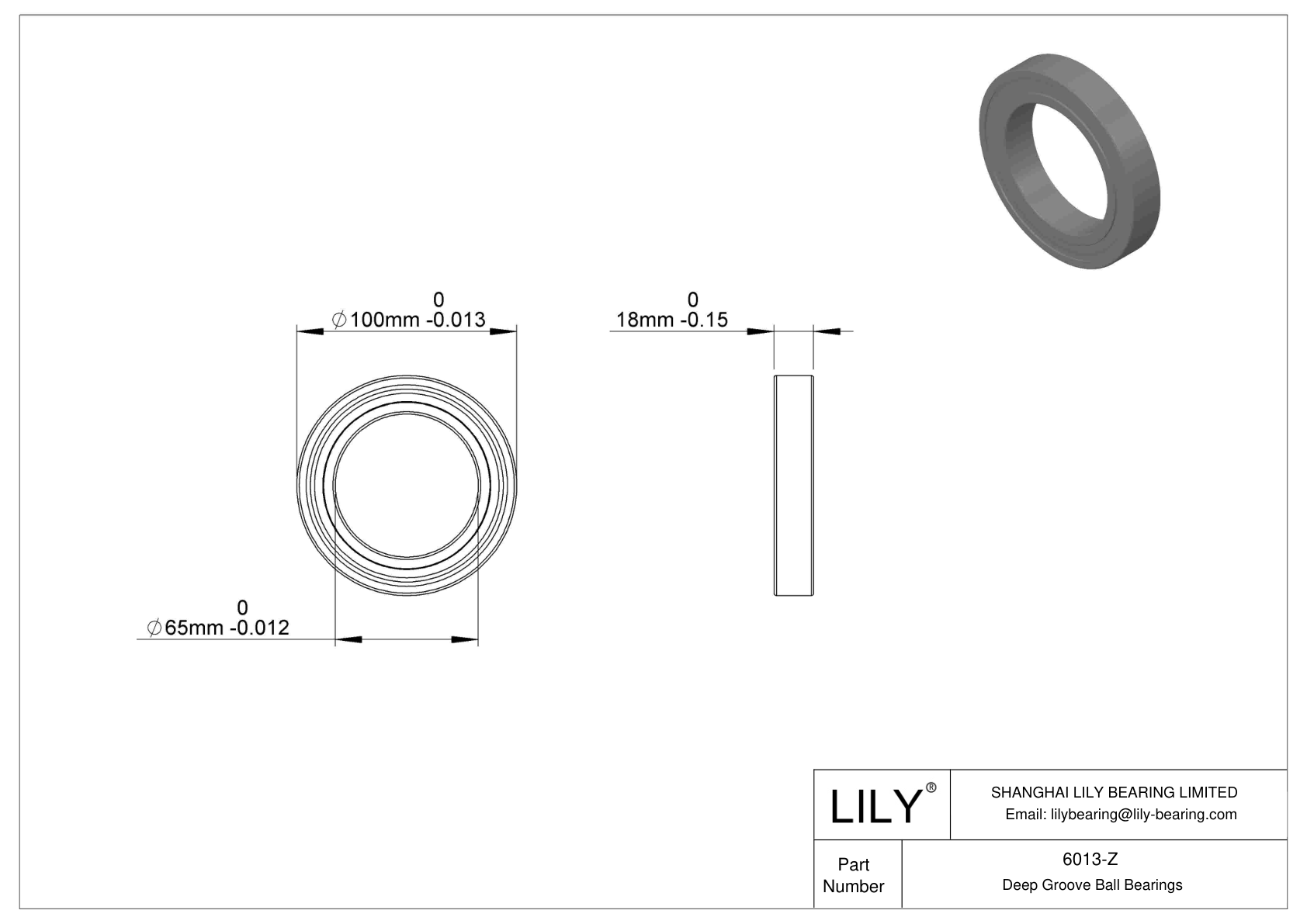 6013-Z 单列深沟球轴承 CAD图形
