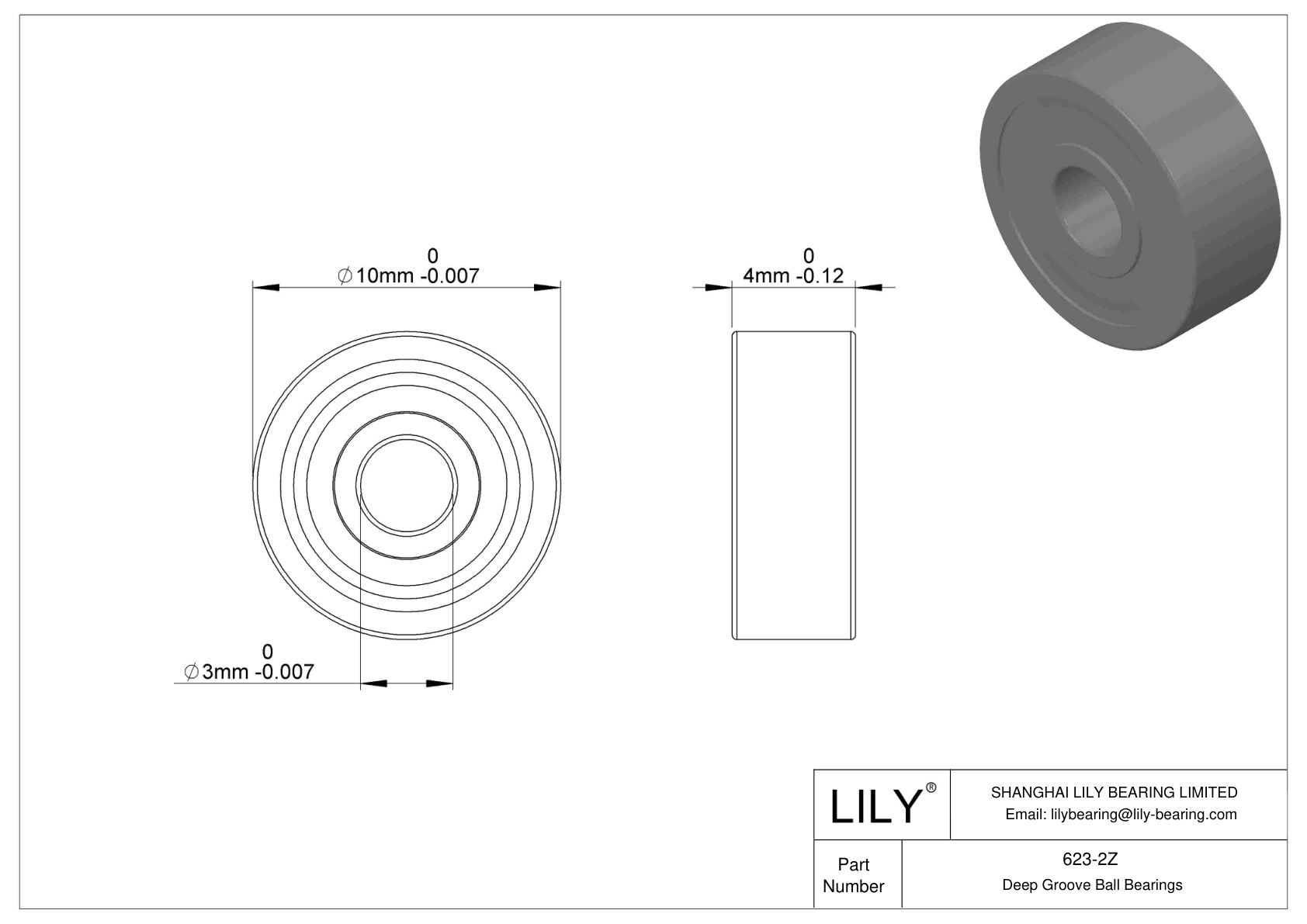 623-2Z 单列深沟球轴承 CAD图形