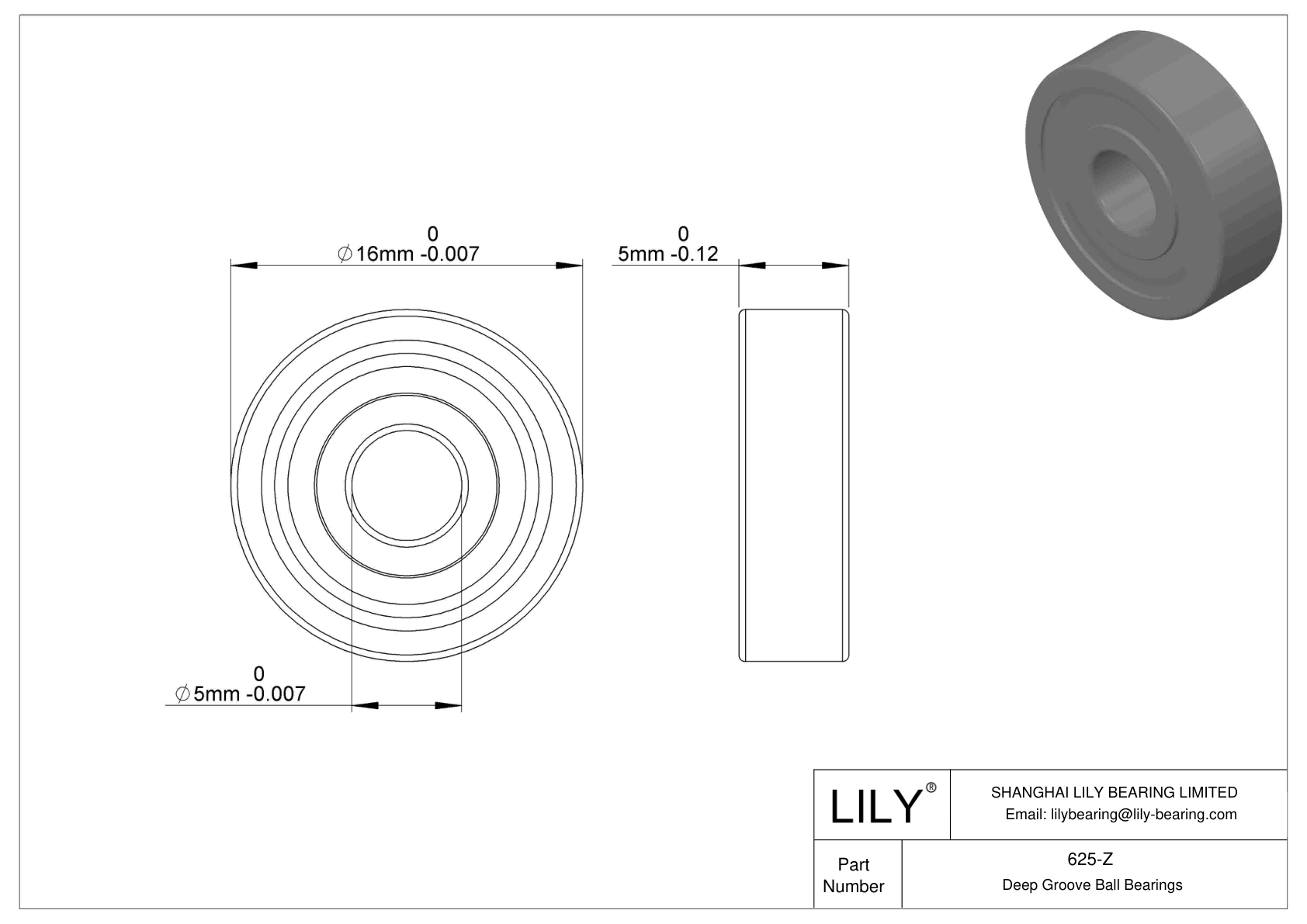 625-Z 单列深沟球轴承 CAD图形