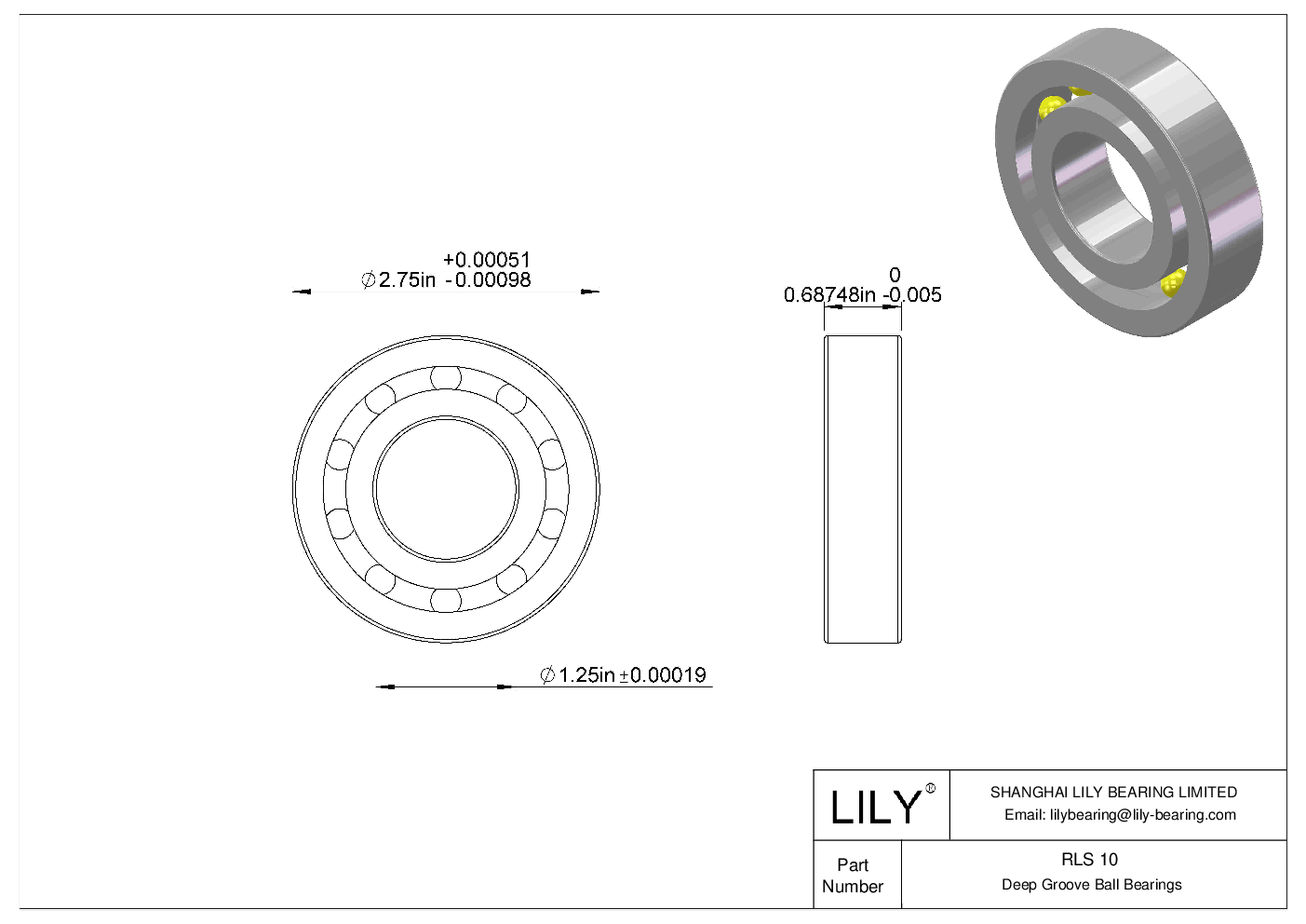 RLS 10 单列深沟球轴承 CAD图形