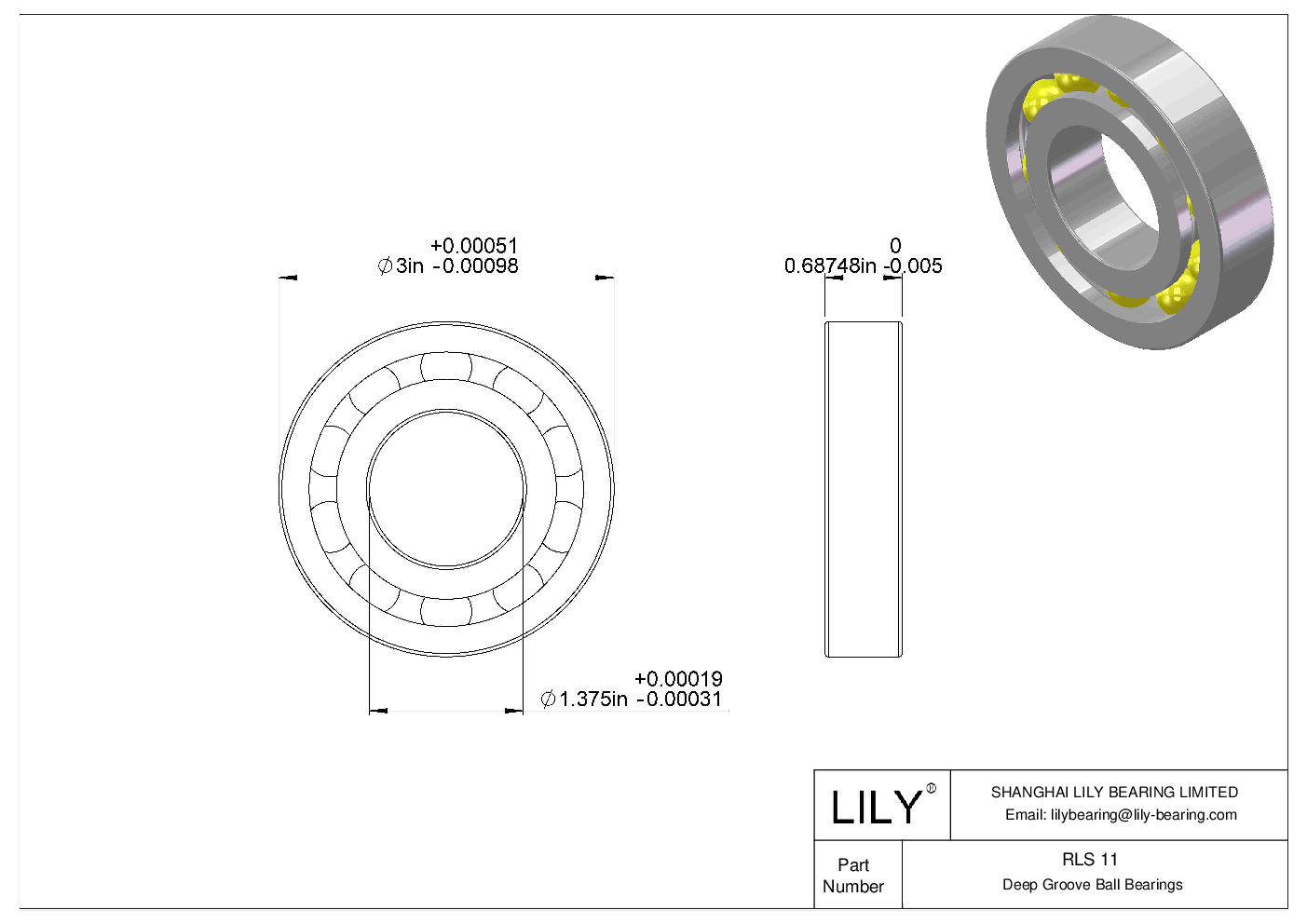 RLS 11 单列深沟球轴承 CAD图形