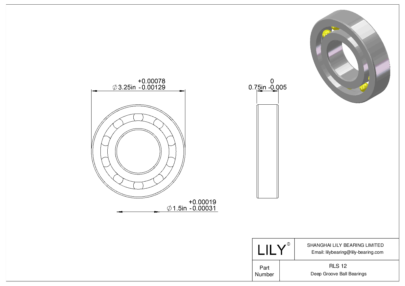 RLS 12 单列深沟球轴承 CAD图形