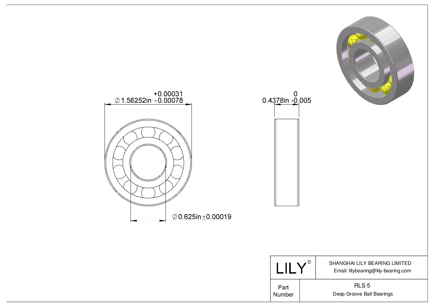 RLS 5 单列深沟球轴承 CAD图形