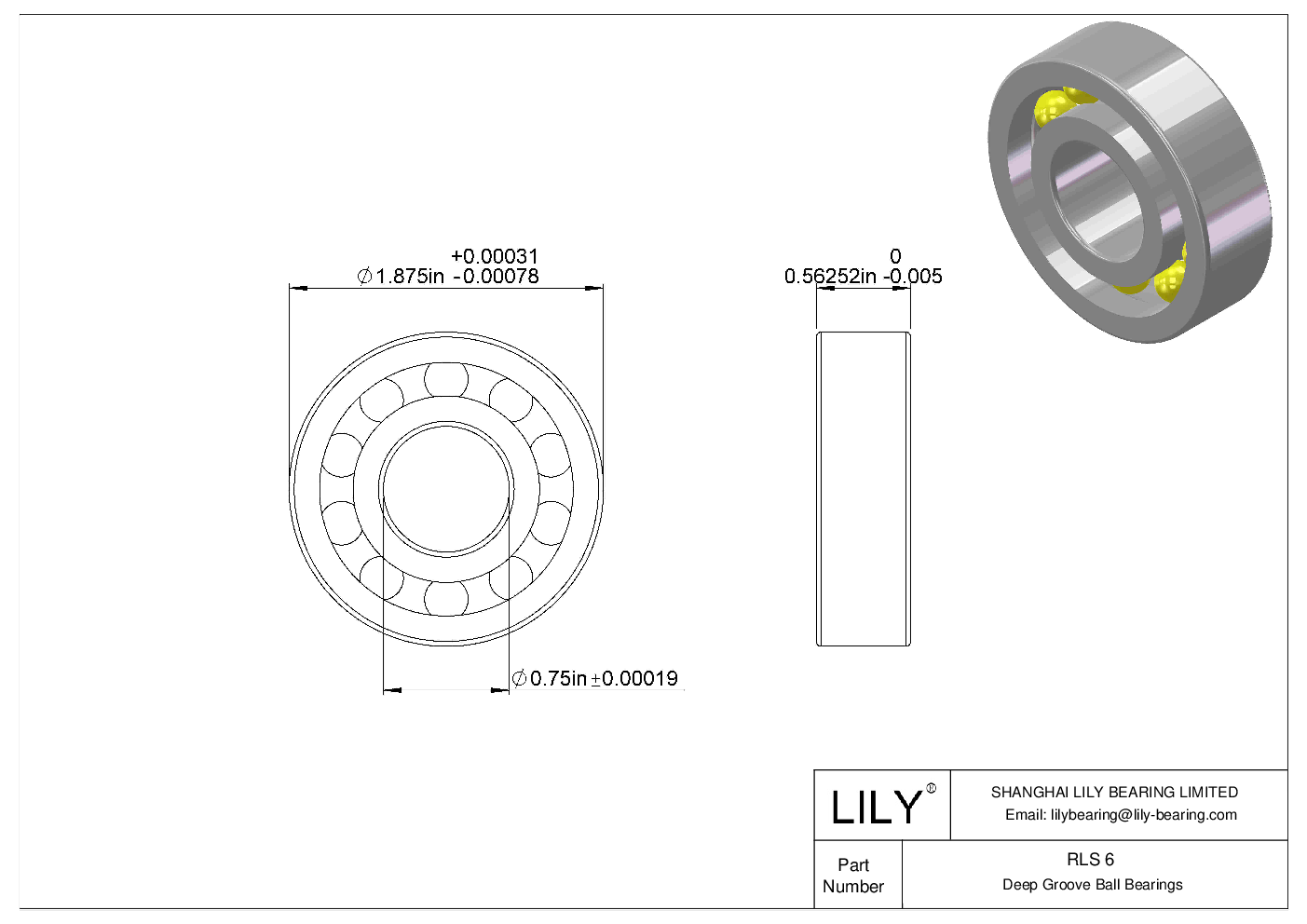 RLS 6 单列深沟球轴承 CAD图形