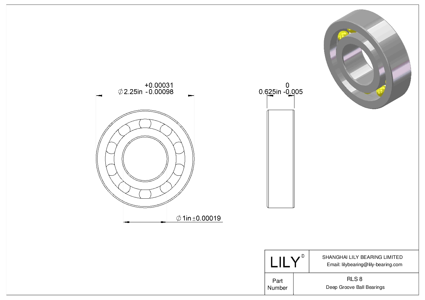 RLS 8 单列深沟球轴承 CAD图形