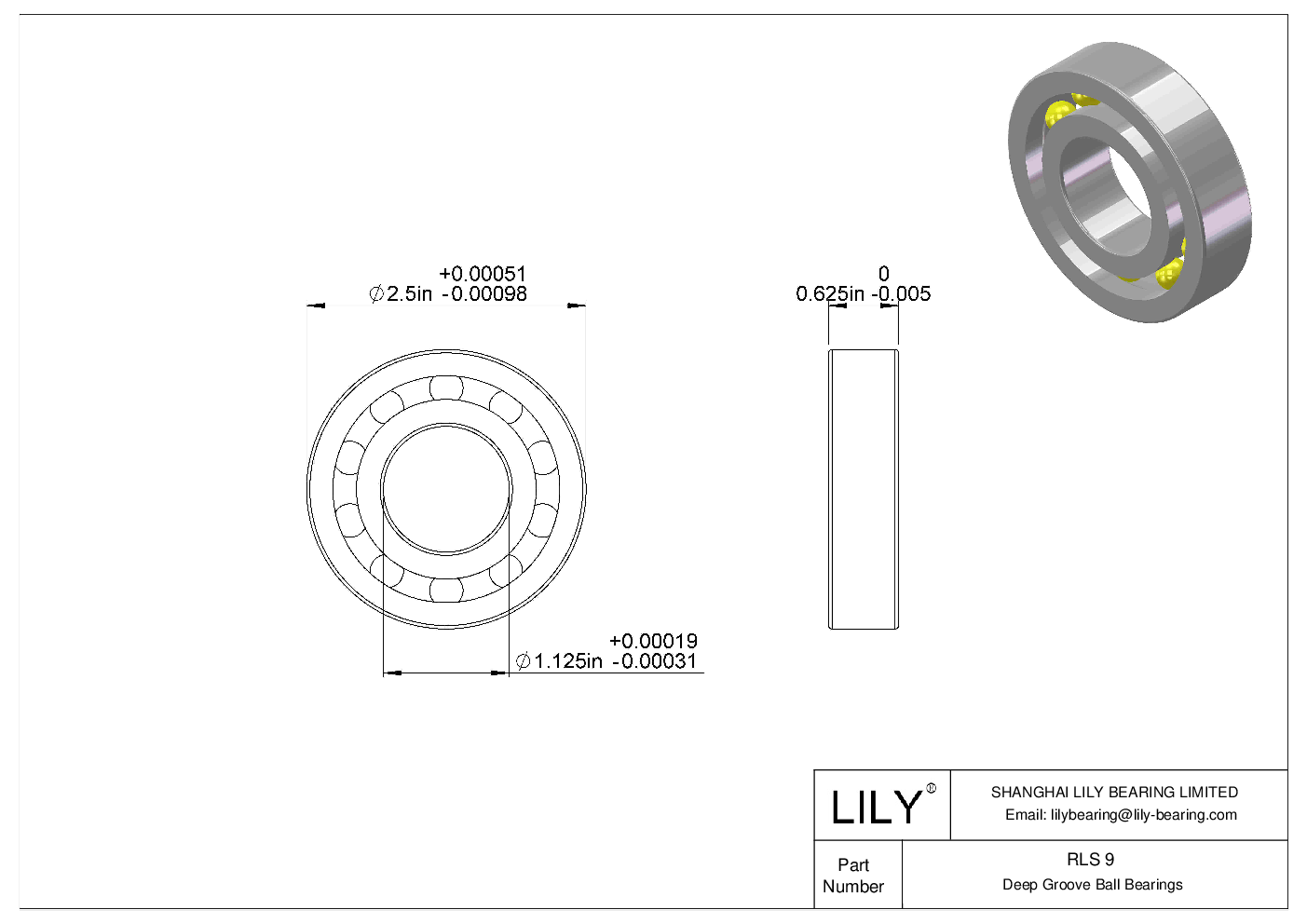RLS 9 单列深沟球轴承 CAD图形