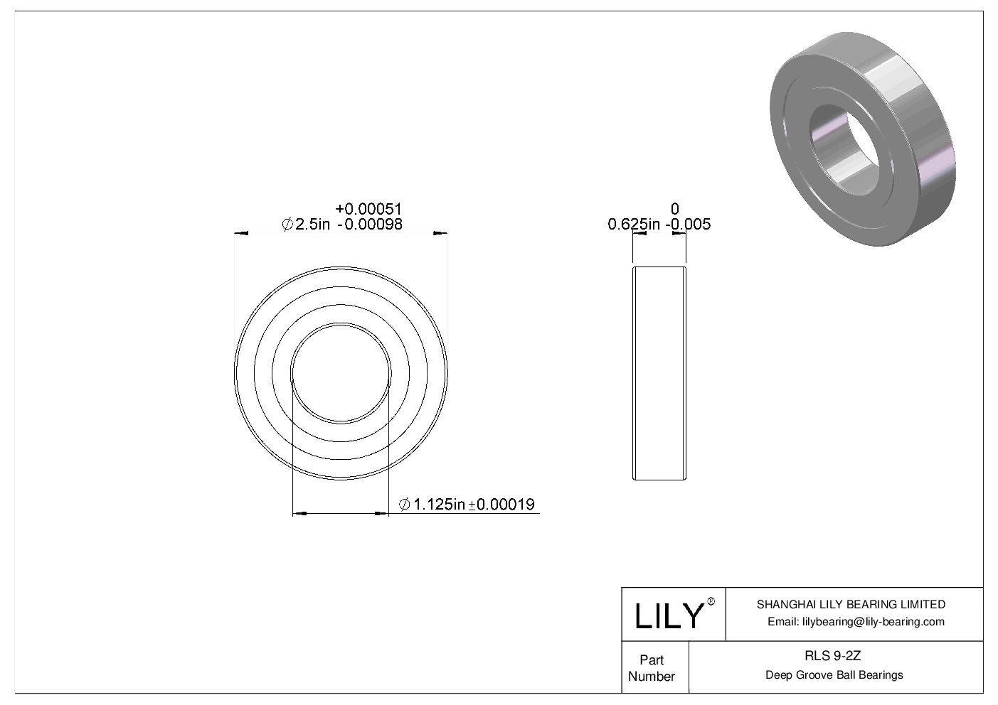 RLS 9-2Z 单列深沟球轴承 CAD图形