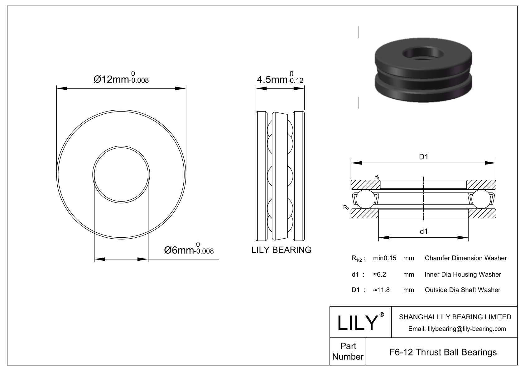 CEF6-12SI Silicon Nitride Ceramic Thrust Ball Bearings CAD图形