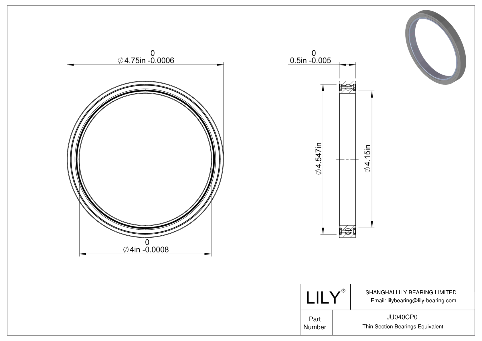 JU040CP0 Constant Section (CS) Bearings CAD图形