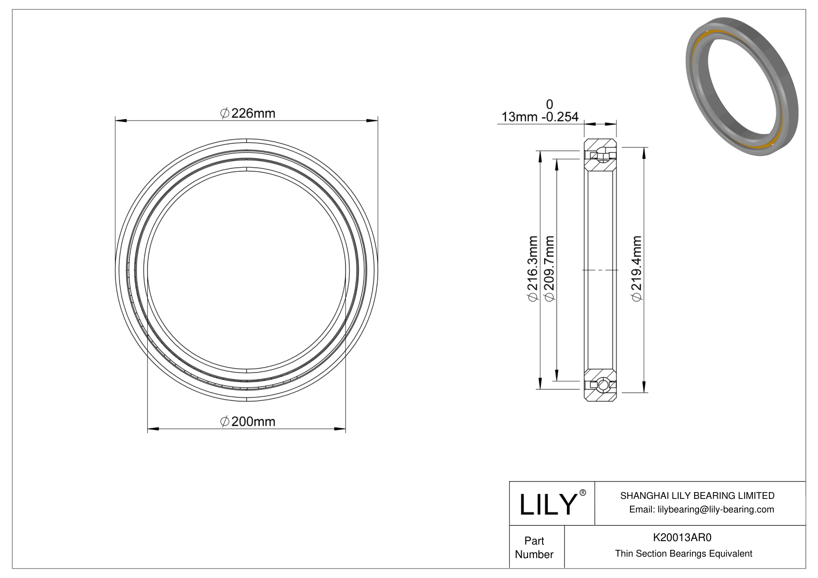 K20013AR0 Constant Section (CS) Bearings CAD图形