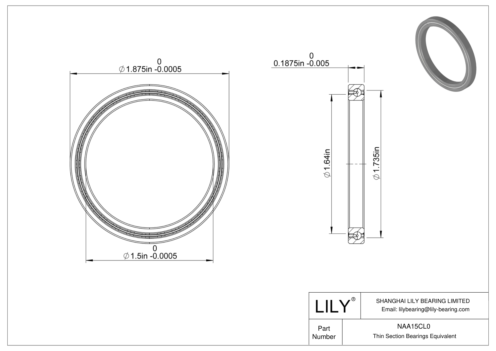 NAA15CL0 Constant Section (CS) Bearings CAD图形