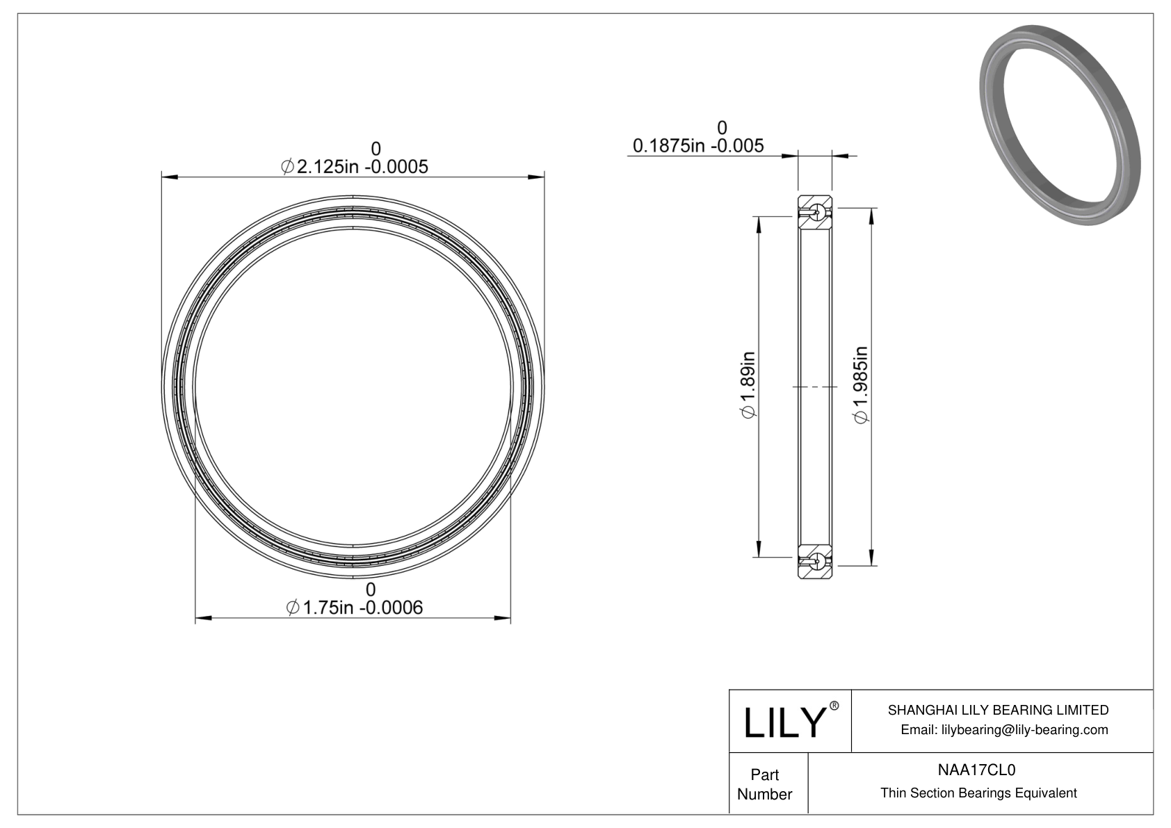 NAA17CL0 Constant Section (CS) Bearings CAD图形