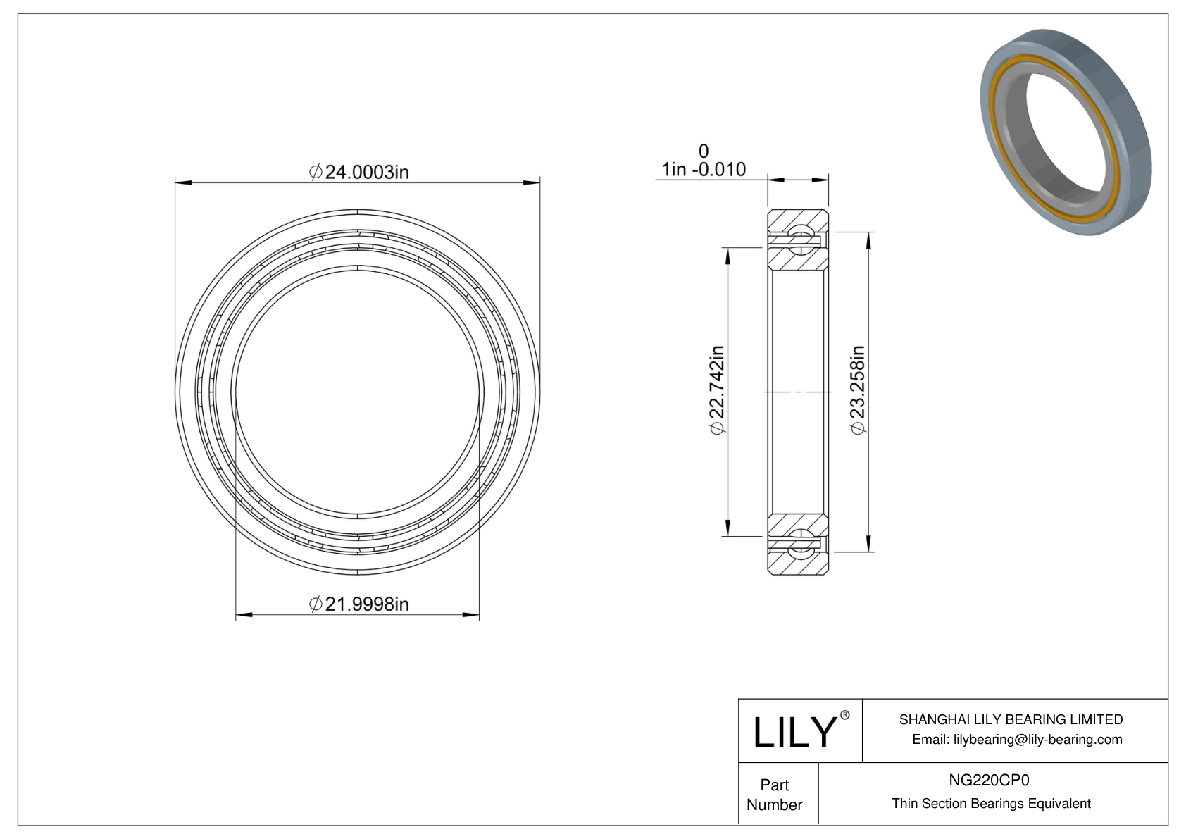 NG220CP0 Constant Section (CS) Bearings CAD图形