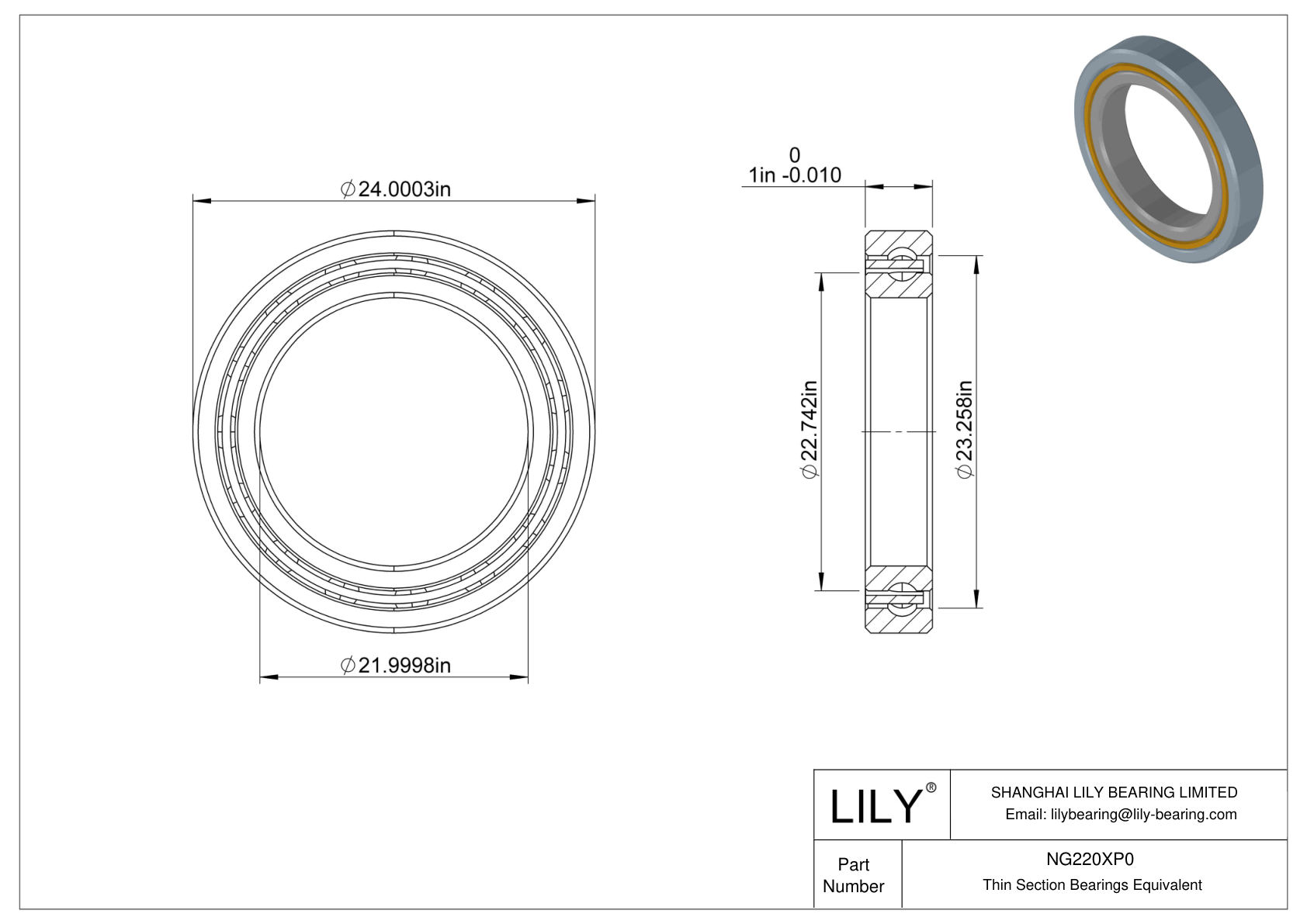 NG220XP0 Constant Section (CS) Bearings CAD图形