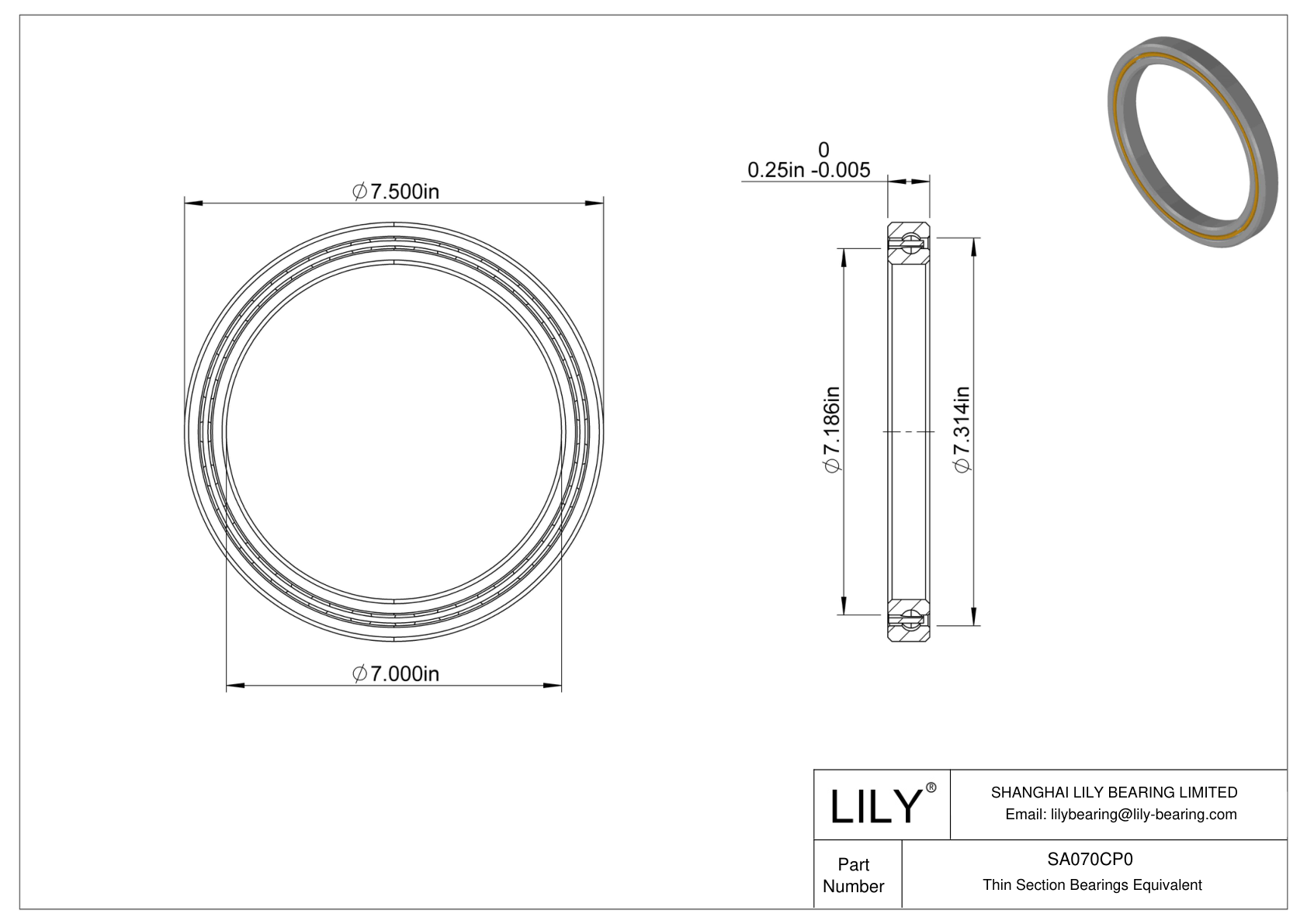 SA070CP0 Constant Section (CS) Bearings CAD图形