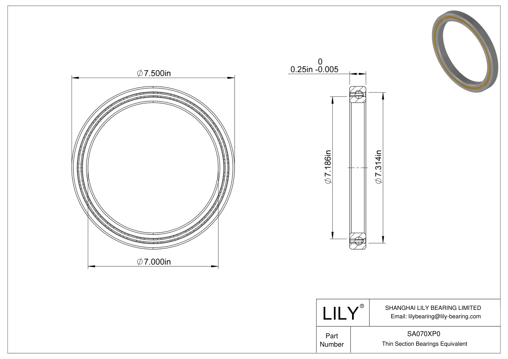 SA070XP0 Constant Section (CS) Bearings CAD图形
