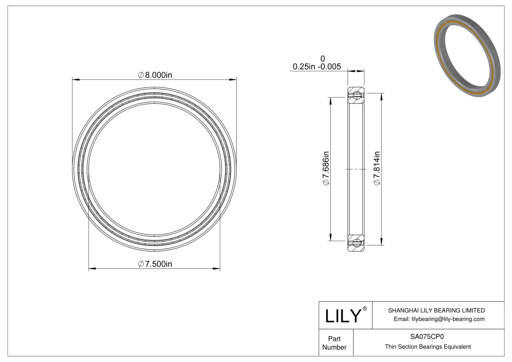 SA075CP0 Constant Section (CS) Bearings CAD图形