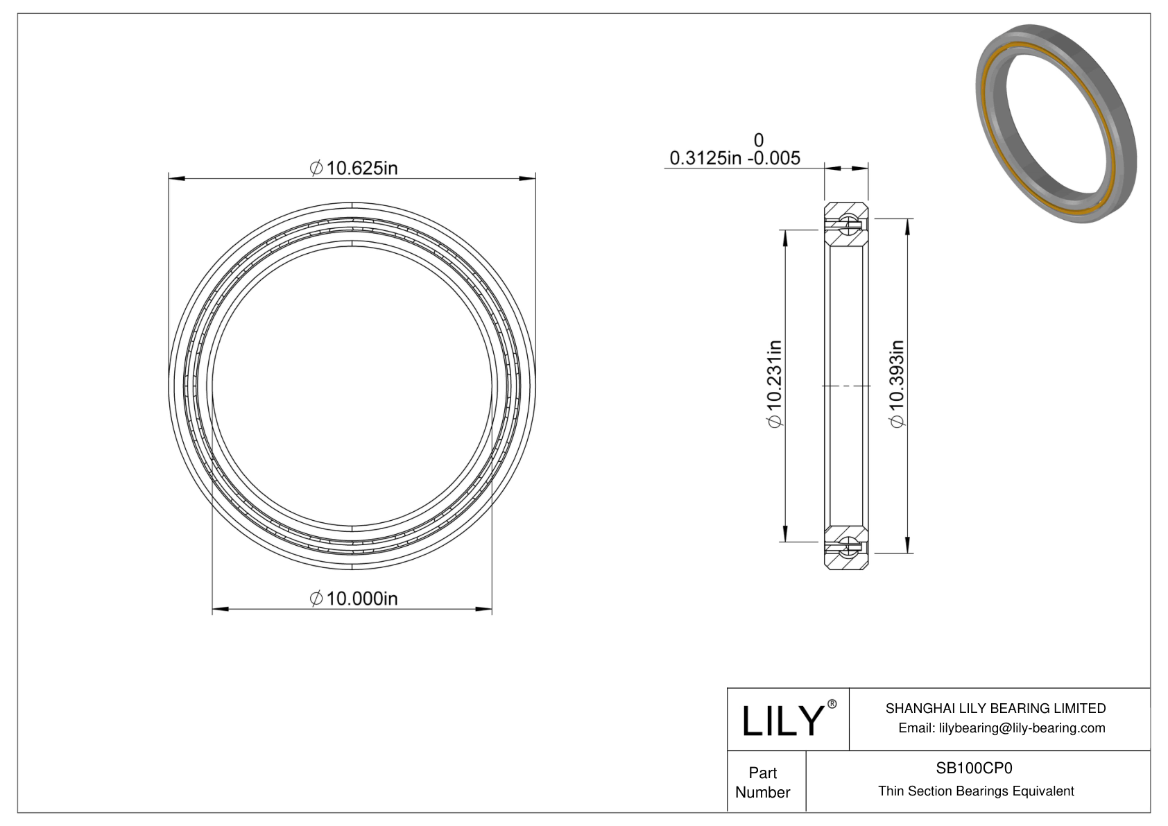 SB100CP0 Constant Section (CS) Bearings CAD图形
