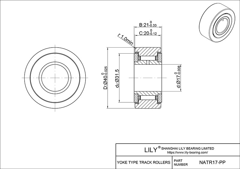 NATR17-PP Yoke Type Metric Track Rollers CAD图形