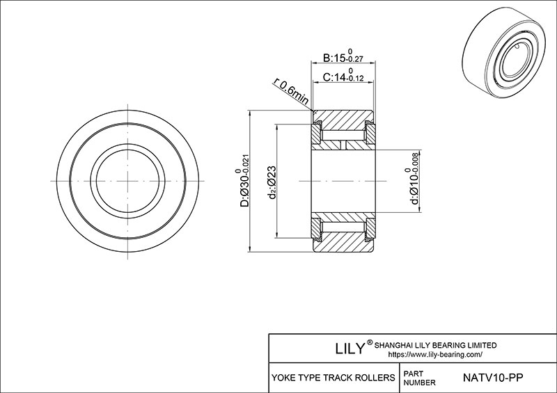 NATV10-PP Yoke Type Metric Track Rollers CAD图形