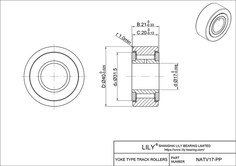 NATV17-PP Yoke Type Metric Track Rollers CAD图形