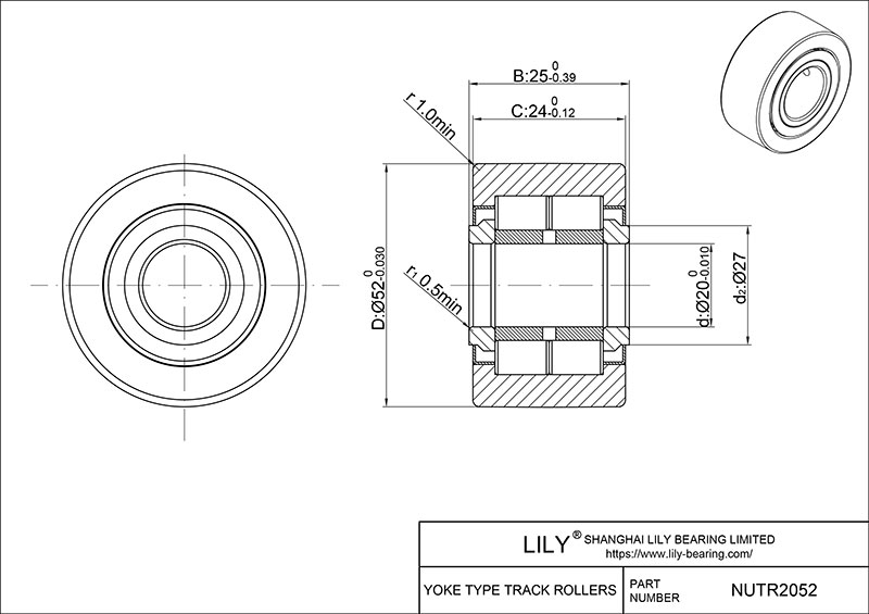 NUTR2052 Yoke Type Metric Track Rollers CAD图形