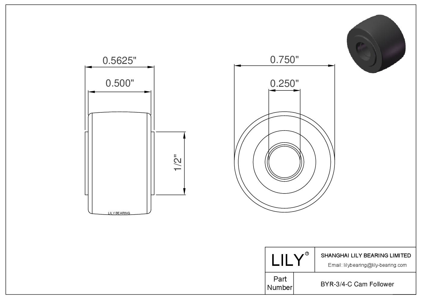 BYR-3/4-C 轭式英制凸轮从动件 CAD图形