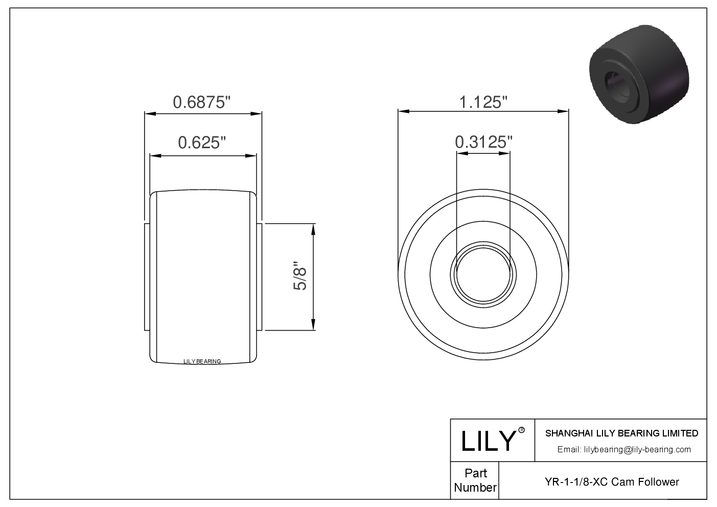 YR-1-1/8-XC 轭式英制凸轮从动件 CAD图形