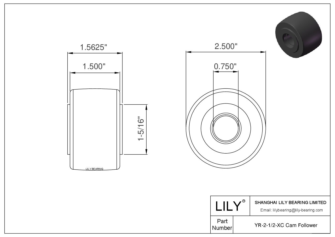 YR-2-1/2-XC 轭式英制凸轮从动件 CAD图形