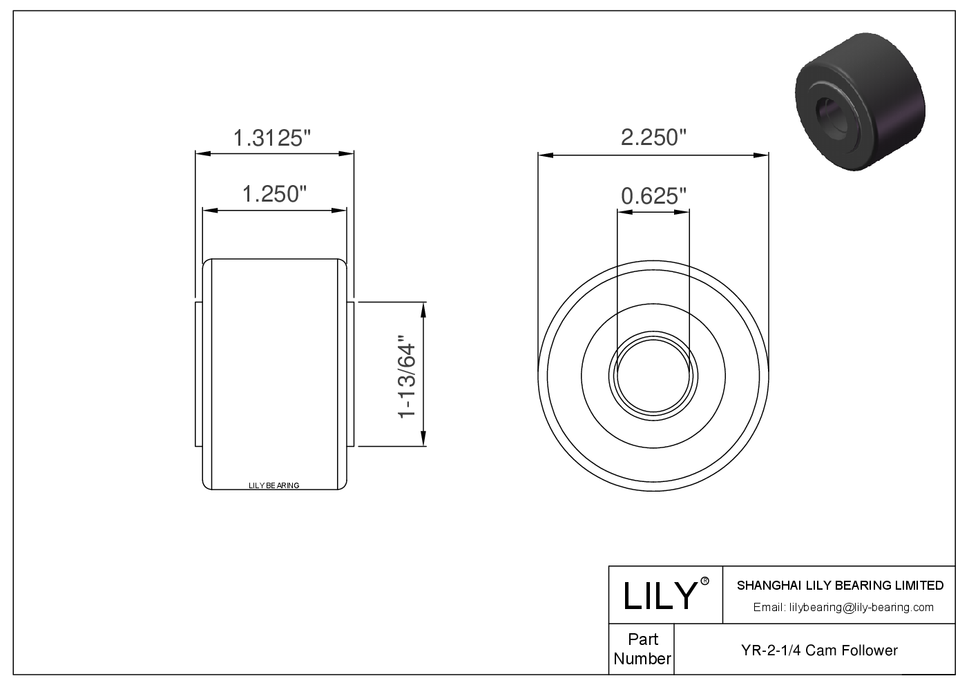 YR-2-1/4 轭式英制凸轮从动件 CAD图形