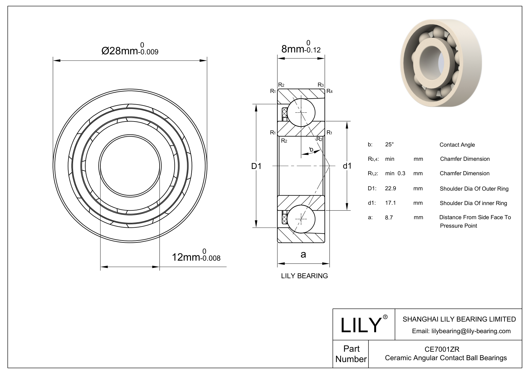 CE7001ZR 氧化锆陶瓷单列角接触 CAD图形