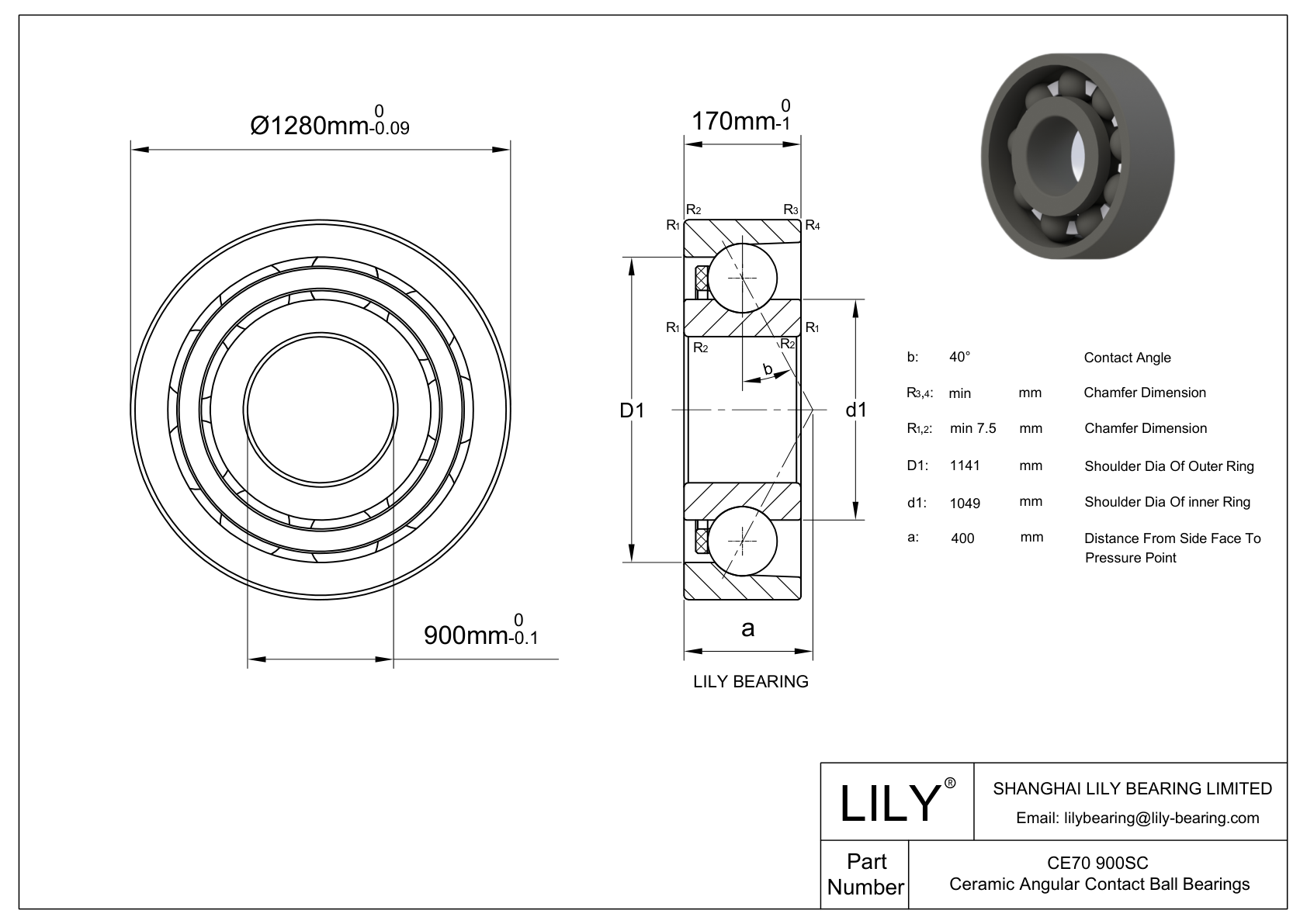 CE70/900SC 碳化硅陶瓷单列角接触 CAD图形