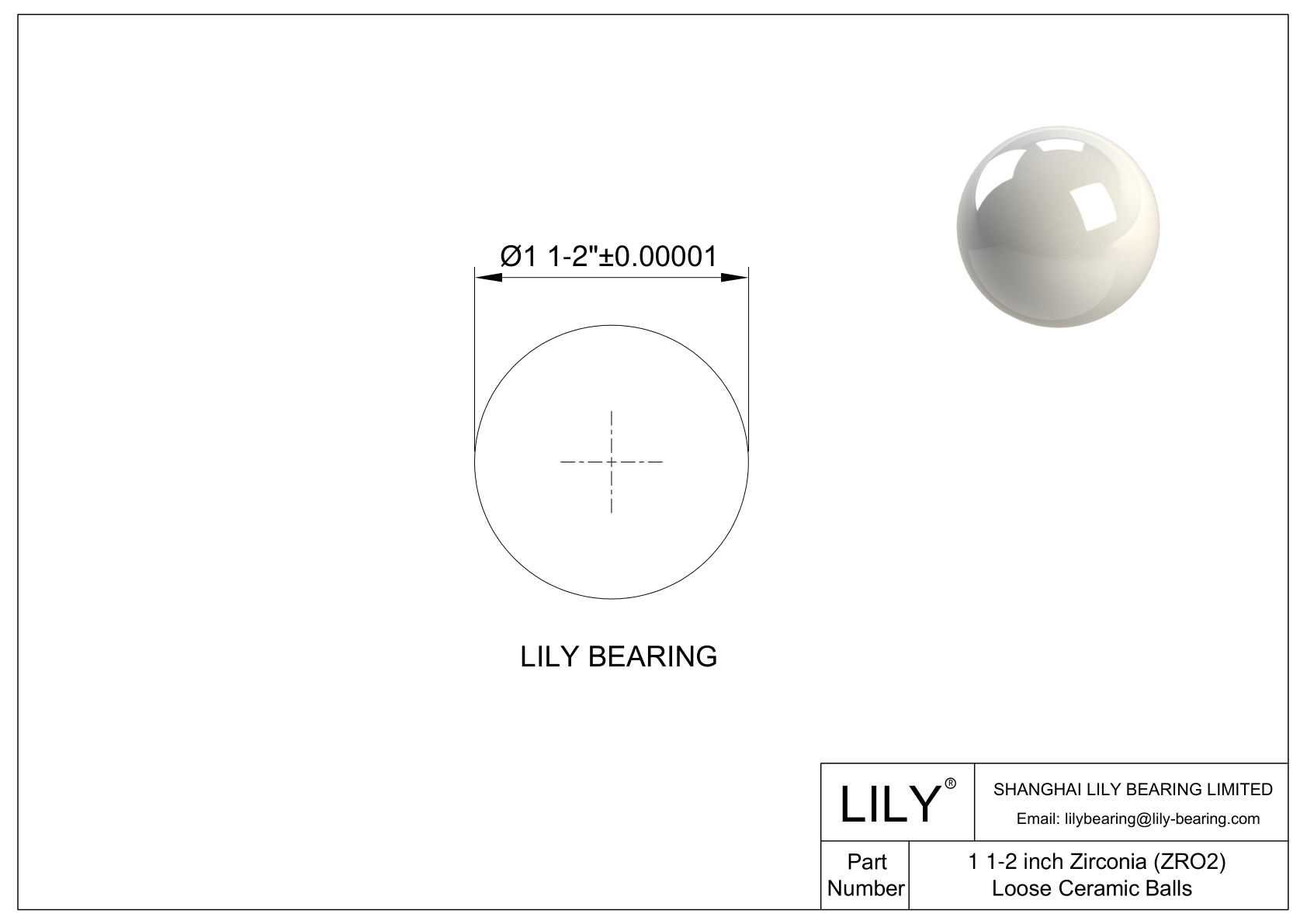 Zirconia ZrO2 Ceramic Balls 1 1/2 inch 氧化锆球 CAD图形