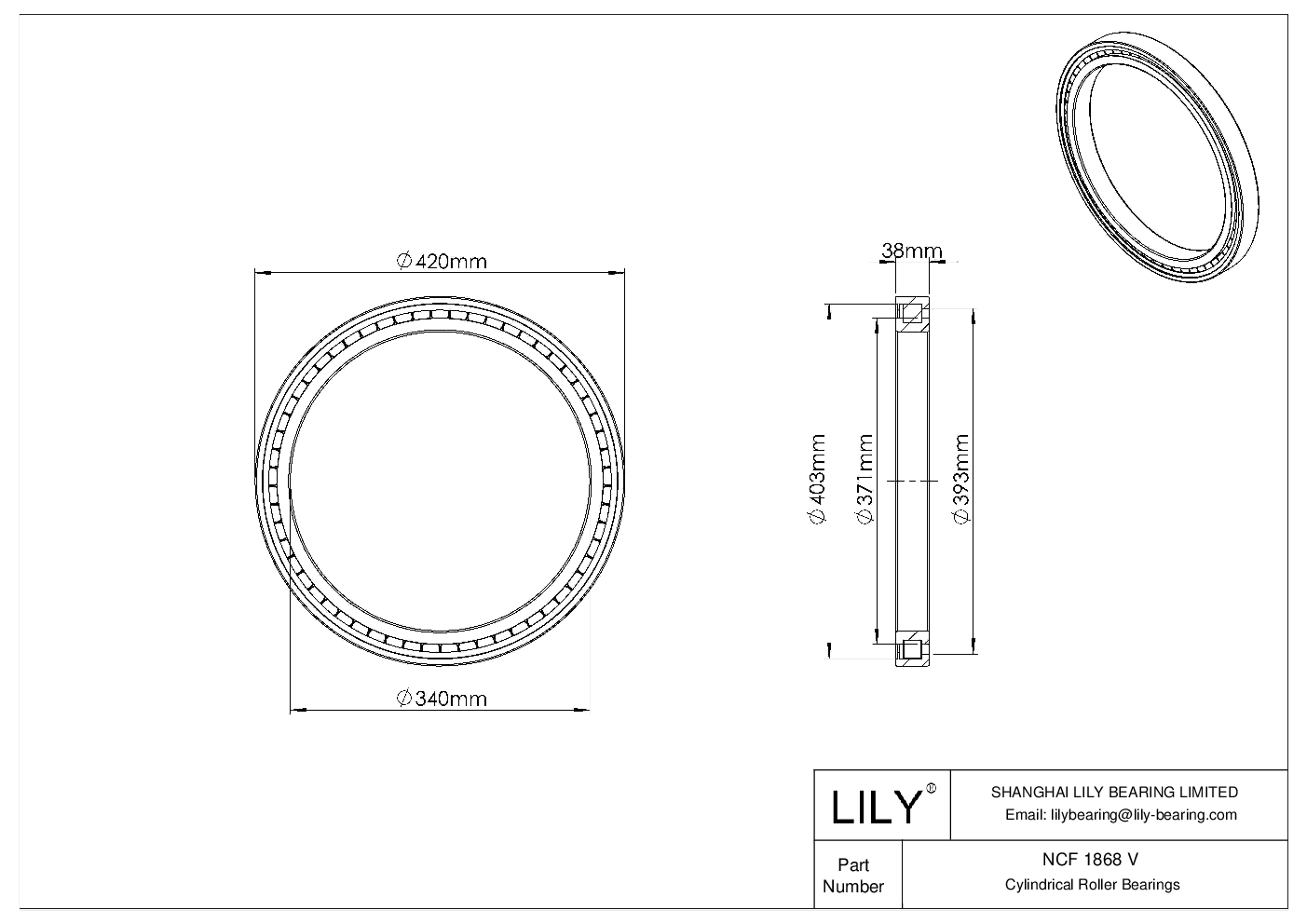 NCF 1868 V 单列全套圆柱滚子轴承 CAD图形
