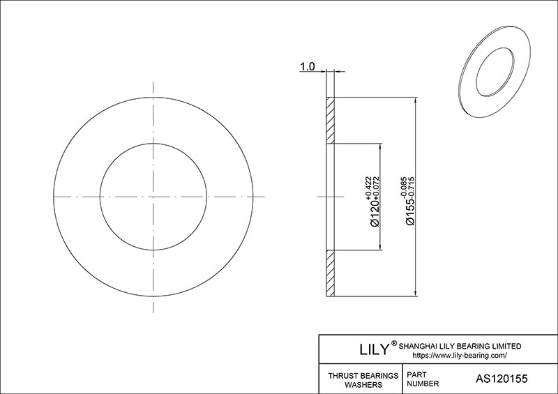 AS120155 推力滚针轴承(垫圈) CAD图形