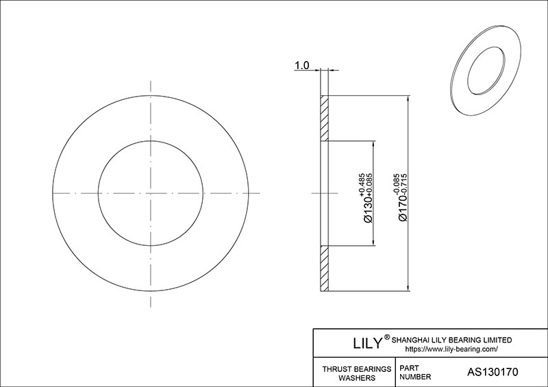 AS130170 推力滚针轴承(垫圈) CAD图形