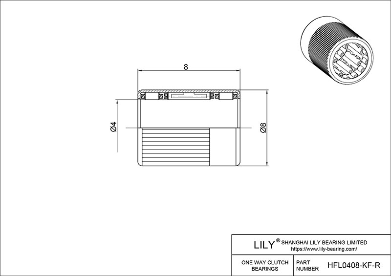 HFL0408-KF-R 单向滚针轴承离合器 CAD图形