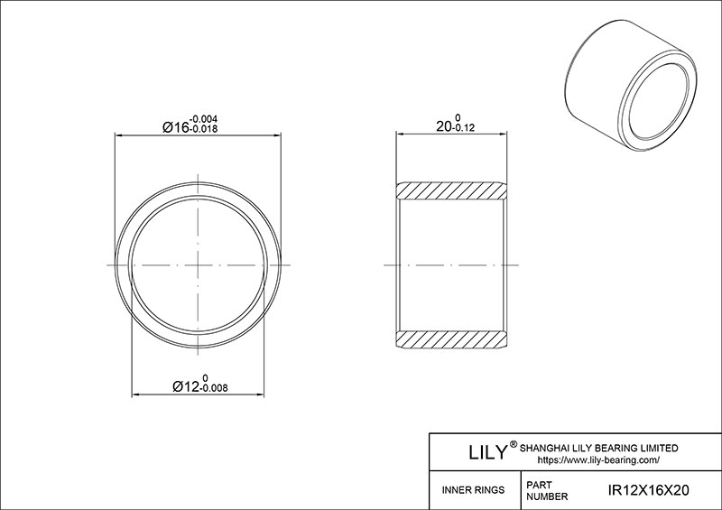 IR12X16X20-XL 内圈 CAD图形